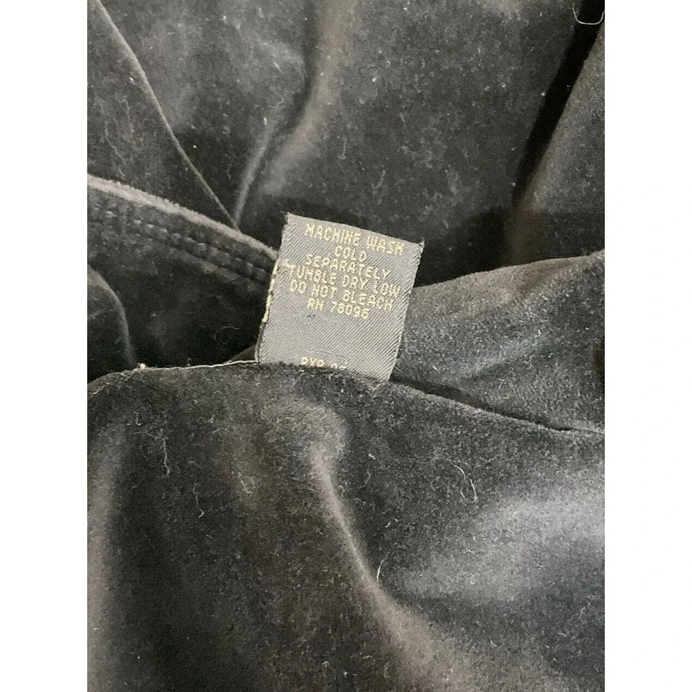 VTG Womens Velour Jacket 18/20 Black 90s Y2K Full Zip Pockets Goth Grunge Retro - Picture 6 of 7